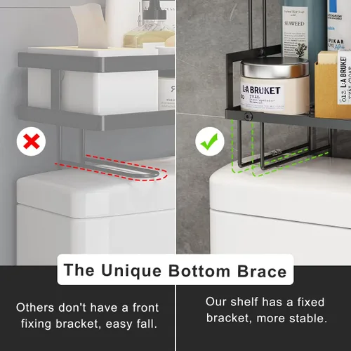 Miniatura 4 de FLOLXNB Estante de Almacenamiento Sobre el Inodoro, Organizador de Almacenamiento de Baño de 2 Niveles Actualizado Sin Perforaciones para Inodoro