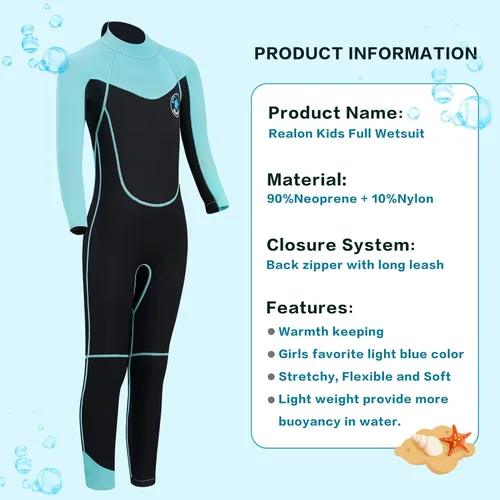 Miniatura 7 de Kid Wetsuit Neoprene Boys Girls 3mm Full Wet Suit, 2mm Shorty Toddles Thermal Swimsuit, Children Back Zipper Cold Water Warmth for Swimming Kayaking