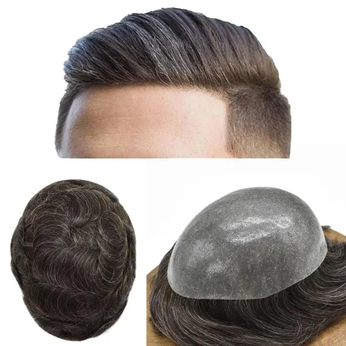 Miniatura 16 de Toupee para hombres PAPY Mens Toupee Europea Remy Cabello Humano 0.12MM PU Sistemas de Cabello Para Hombres Durable Sistema de Reemplazo de Cabello