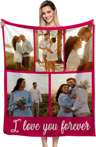 Miniatura 10 de Manta personalizada, diseño de vellón con texto, mantas con imágenes personalizadas para bebé, madre, padre, adultos, amigos, amantes, perros, 1 Foto