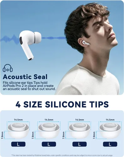 Miniatura 2 de 4 pares de puntas de repuesto para AirPods Pro 2ª/1ª generación con kit limpiador, orificio de reducción de ruido y pantalla protectora contra