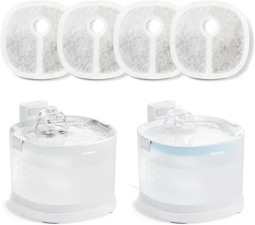 Miniatura 10 de Cheerble Fuente de Agua para Gatos sin Bomba, Fuente de Agua Inalámbrica para Mascotas Operada por Batería, Dispensador Automático de Agua E1+