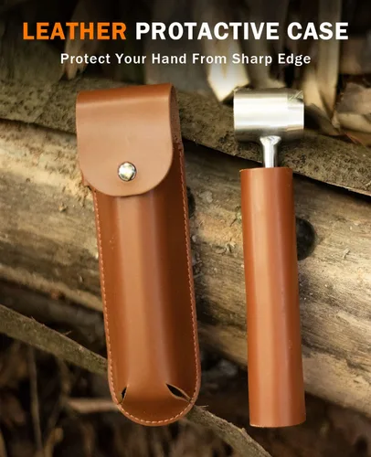 Miniatura 8 de Bushcraft - Llave de barrena manual, taladro de madera de ojo escocés resistente, taladro de madera, herramienta manual con funda de cuero