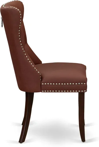 Miniatura 6 de East West Furniture DAP3F26 Dallas Parson - Juego de 2 sillas de comedor tapizadas de tela de poliéster color burdeos con botones copetudos