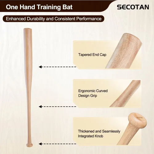 Miniatura 3 de Bate de entrenamiento de béisbol de madera, bate de madera duradero y resistente, ideal para la práctica de bateo de sóftbol, bate de diseño Madera
