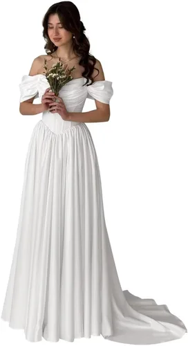 Miniatura 46 de Vestido de novia formal sin tirantes con encaje, largo de sirena para mujer 2019 WD162