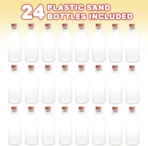 Miniatura 2 de ArtCreativity Botellas de plástico para arte de arena con corchos, paquete de 24 a 2 onzas, recipientes transparentes para arte de arena, mensaje