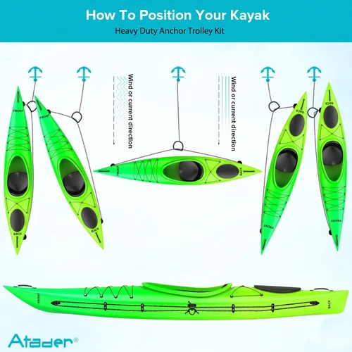 Miniatura 3 de Kit de carro de anclaje para kayak, sistema de carro de anclaje para canoa de kayak