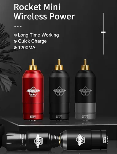 Miniatura 2 de Mini Rocket Tattoo Machine Set Japón Motor inalámbrico Batería Tatuaje Rotary Machine Power RCA Interface Mini lápiz de tatuaje inalámbrico, juego