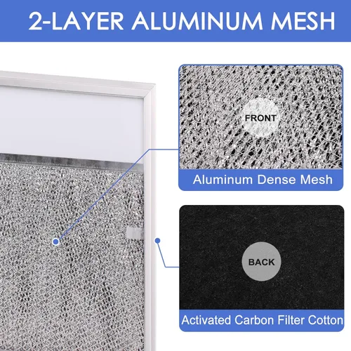 Miniatura 2 de Filtro de campana extractora Filtro de aluminio con lente ligera 11-1/2 X 11-3/4 X 3/8 Marco de aluminio grueso para Broan R610045, R610050