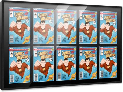 Miniatura 85 de Poster Palooza Marco de cómic con paspartú para 1 cómic de la Edad de Bronce publicado entre 1970 y 1985, marco de cómic negro para cómic de 7.25 x