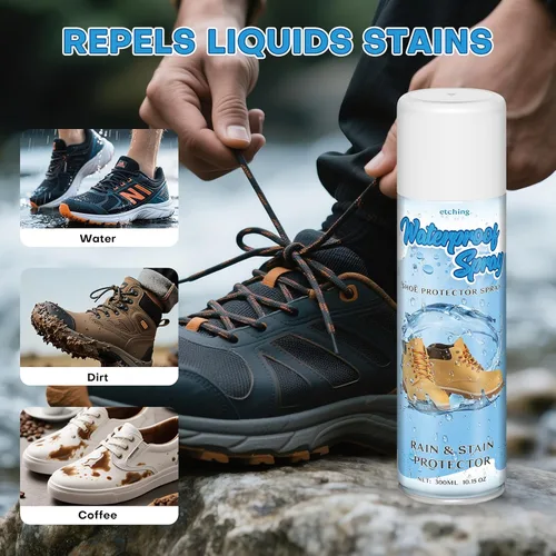 Miniatura 5 de etching Paquete de 2 protectores de zapatos, spray protector de gamuza, protección impermeable para zapatos, botas, bolsos, bolsos, gamuza, cuero