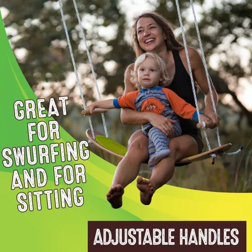 Miniatura 3 de Swurfer Stand Up TreeSkate Columpio para exteriores - Columpio de árbol para niños con asas ajustables, equipo de juego al aire libre para niños