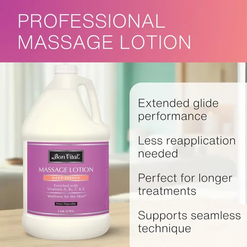 Miniatura 2 de Bon Vital' Loción para masaje de tejido profundo, 1 galón, loción hidratante de grado profesional para terapia de tejido profundo, fórmula no grasa