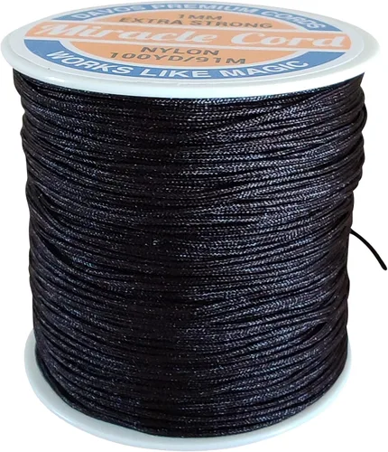Miniatura 3 de Cordón de nailon de 0.039 pulgadas (0.039 in), multiuso, extra fuerte, hilo trenzado, joyería, collar, pulsera, hacer cuerdas, manualidades, Negro