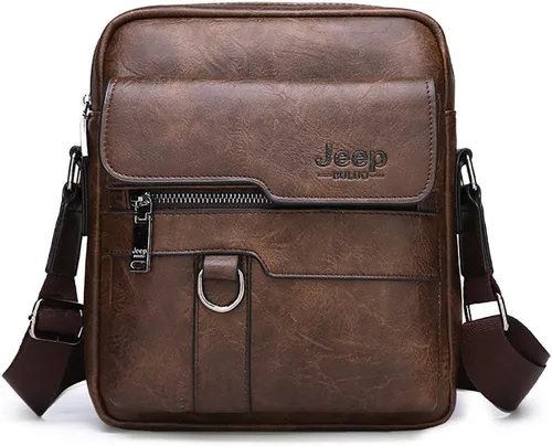 LederleiterUSA Bolso de hombro de cuero para hombre, bolso retro para hombre, bolso de cuero cruzado, bolso de mensajero, maletín de personalidad,