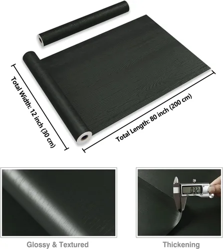 Miniatura 8 de CRE8TIVE Papel de contacto de madera verde oscuro para gabinetes, papel tapiz de grano de madera sintética, papel adhesivo verde autoadhesivo