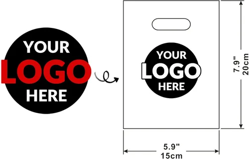 Miniatura 3 de 100 bolsas de plástico personalizadas SALIFECO con logotipo, bolsas de compras personalizadas de 2.36 mil con asas troqueladas, bolsas de regalo