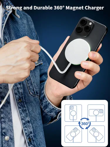 Miniatura 4 de Cargador magnético de Apple de 6 pies [certificado MFi de Apple] Almohadilla de carga inalámbrica rápida de 15 W para iPhone Air/17 Pro/16 Pro