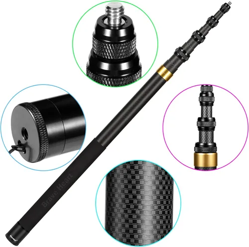 Miniatura 5 de Barra de selfie invisible de fibra de carbono de 17-118"/3.0m 9.8 pies de extensión súper larga para Insta360 X5/X4 Insta 360 X3 ONE X2, ONE R, ONE