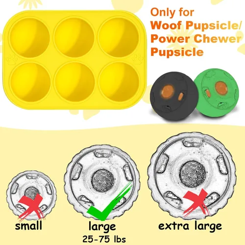 Miniatura 2 de BABORUI Moldes de silicona de 6 cavidades para golosinas de perro para Woof Pupsicle y Power Chewer Pupsicle Grande 25-75lbs, moldes reutilizables