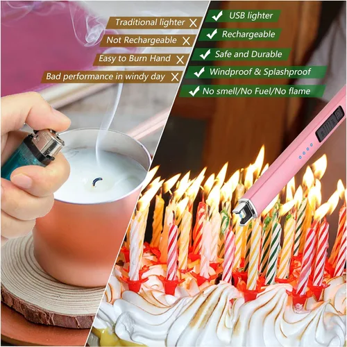 Miniatura 4 de MEIRUBY Paquete de 2 encendedores eléctricos de velas, regalos de calcetines de Navidad para mujeres, mamá, hombres, esposa, hermana, recargable por