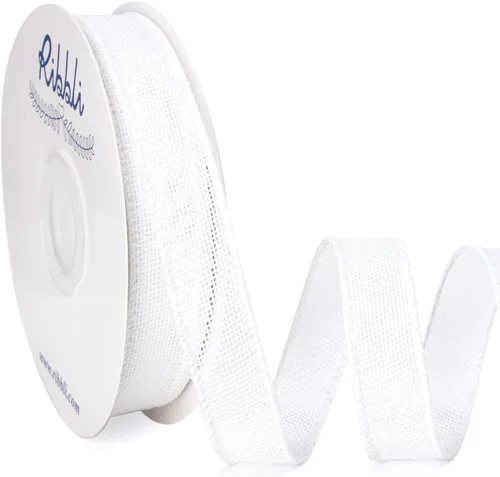 Miniatura 31 de Ribbli Cinta de arpillera natural con alambre, 1 pulgada x 20 yardas continuas, cinta de borde con alambre para coronas, lazos grandes, decoración