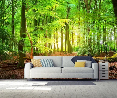 Miniatura 23 de Reyhui - Mural de pared con imagen de bosque y arroyo, papel tapiz grande con escena natural para dormitorio, sala de estar, fondo de TV, sofá