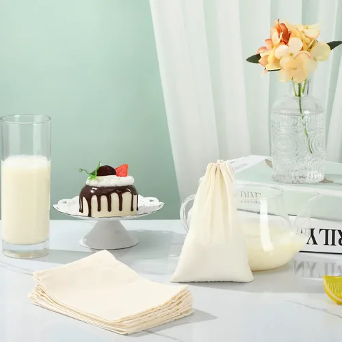 Miniatura 4 de 100 bolsas de estopilla para colar, bolsas de muselina reutilizables con filtro de té, filtro de té con leche, colador de queso, ropa de queso