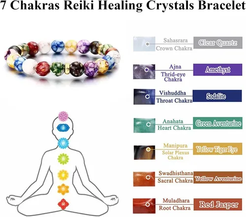 Miniatura 5 de Harry and Henry Pulsera Arus 7 chakras original para mujer, pulseras de piedras curativas, pulsera de cuentas de cristal, pulseras de chakras