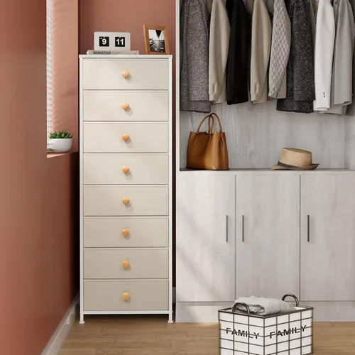 Miniatura 7 de Crestlive Products Cómoda Alta, Torre de Almacenamiento de Tela de 8 Cajones, Cajoneras - Unidad Organizadora Vertical para Dormitorio, Pasillo