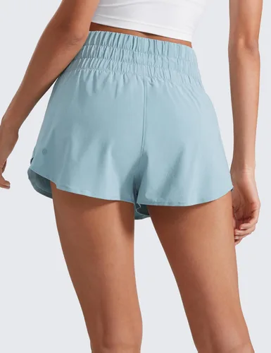 Miniatura 2 de CRZ YOGA - Pantalones cortos deportivos para mujer, cintura alta, holgados, con volantes, para entrenar, correr, tenis y bolsillo con cremallera