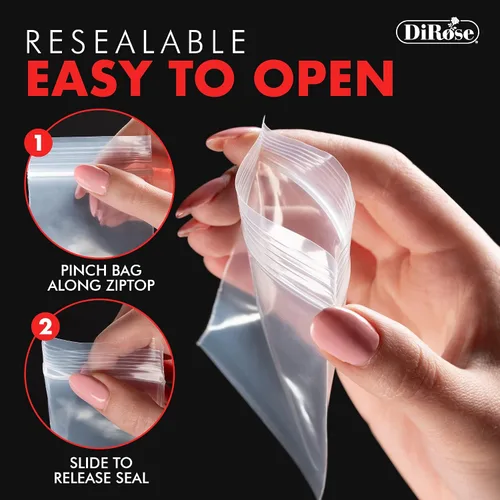 Miniatura 5 de DiRose - Bolsas de plástico transparente con cierre resellables con cremallera, resistentes, gruesas, resistentes, para organizar, viajar, enviar