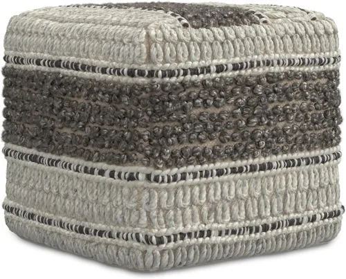 SIMPLIHOME Grady Puf cuadrado – 18 pulgadas de ancho x 14 pulgadas de alto lana y algodón tejido a mano otomano en tono tierra, reposapiés Tono