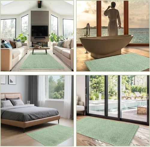 Miniatura 130 de Alfombra de baño pequeña de 12 x 18 pulgadas, lavable y absorbente, antideslizante, alfombra de baño de felpilla gruesa y suave para baño, ducha