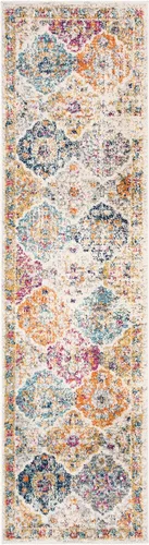 Miniatura 2 de SAFAVIEH Madison Collection - Alfombra de pasillo, 2 pies 3 pulgadas x 12 pies, color crema y multicolor, diseño bohemio desgastado elegante,