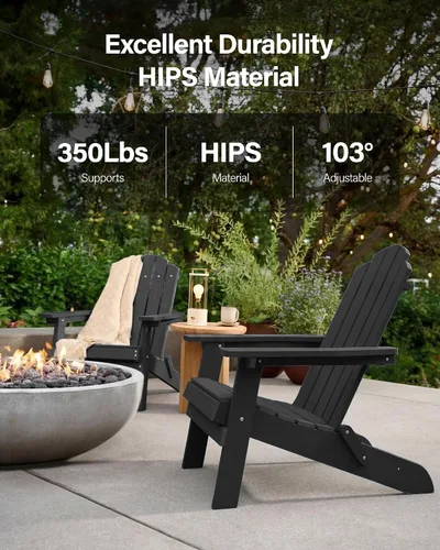 Miniatura 5 de MXIMU Silla Adirondack plegable para exteriores: sillas Adirondack fáciles de montar y cómodas, silla de plástico compuesto para todo tipo de clima