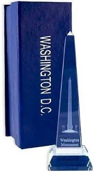 Cristal de recuerdo de Washington DC: Monumento a Washington (7 pulgadas de alto)