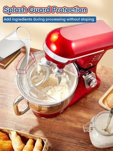 Miniatura 7 de Batidora con pedestal Fohere, con doble gancho para masa, látigo de alambre y batidora, batidora eléctrica de cocina con soporte, 5.5QT, mezclador