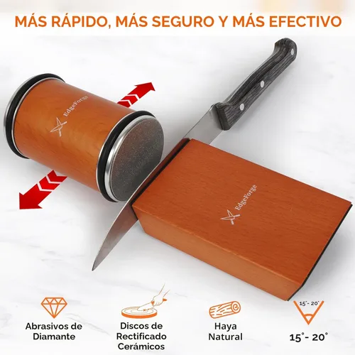Miniatura 5 de EdgeForge™ Kit de afilador de cuchillos rodantes, afilador magnético de madera de haya para cuchillos con ángulos de 15 y 20 grados, regalo elegante