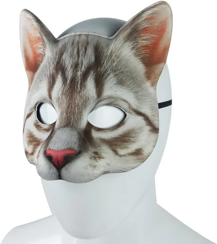 Miniatura 4 de 1 máscara de gato realista de Halloween, máscara de gato para Halloween, Navidad, Pascua, accesorio de fiesta de disfraces Máscara de gato estilo I