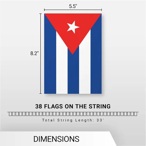 Miniatura 7 de G128 Bandera cubana de 8.2 x 5.5 pulgadas, cuerda completa de 33 pies, poliéster 150D impreso, decoraciones para bar, escuela, festivales