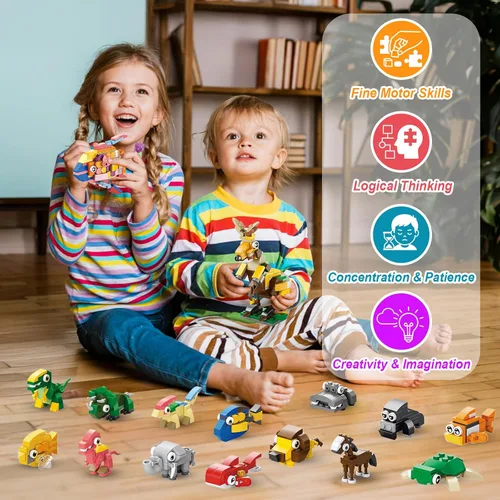 Miniatura 3 de 30 paquetes de recuerdos de fiesta de animales para niños, 999+ piezas de bloques de construcción, 3 estilos de dinosaurios/mar/bosque, 10 en 1