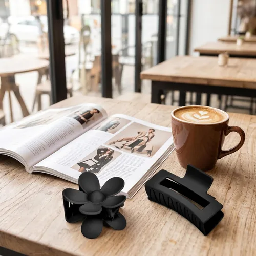Miniatura 7 de Paquete de 6 accesorios antideslizantes mate para el cabello, pinzas de garra en negro para cabello fino y grueso, que van desde 1.85 a 4.5