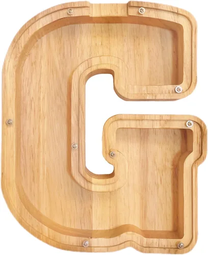 Miniatura 12 de Alcancía de 26 letras del alfabeto inglés A-Z, alcancía de madera transparente de gran capacidad, caja de ahorro de monedas personalizada
