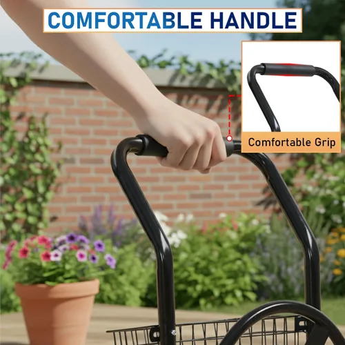 Miniatura 6 de FDW Carrito enrollador de manguera de jardín, carrito de manguera de agua con 4 ruedas, soporta hasta 300 pies de manguera de 5/8 pulgadas