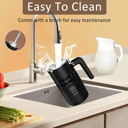 Miniatura 8 de Espumador de leche, vaporizador de leche eléctrico 4 en 1 para café con pantalla de temperatura, calentador de leche automático desmontable