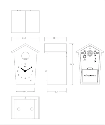 Miniatura 3 de KOOKOO AnimalHouse - Reloj de cuco pequeño, rojo, con 5 sonidos de animales de granja (grabaciones de campo naturales)
