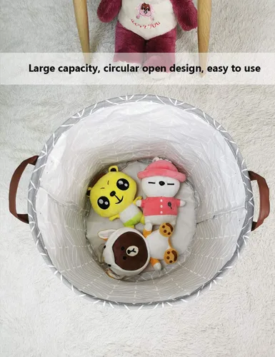 Miniatura 7 de QUEENLALA Cesta de Almacenamiento Grande, Cesto de Ropa Sucia/Baño/Decoración del Hogar/Cesto de Almacenamiento Redondo Plegable, Cesto para Niños
