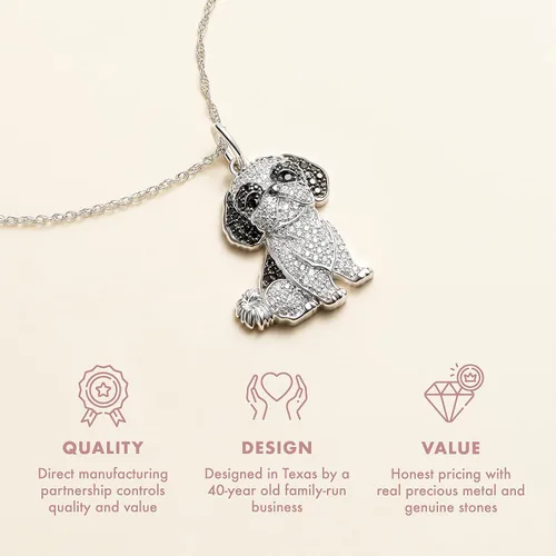 Miniatura 3 de SCAMPER & CO Collar con colgante de raza de perro para mujeres y niñas, dije de cachorro de piedra preciosa auténtica y circonita cúbica, regalo
